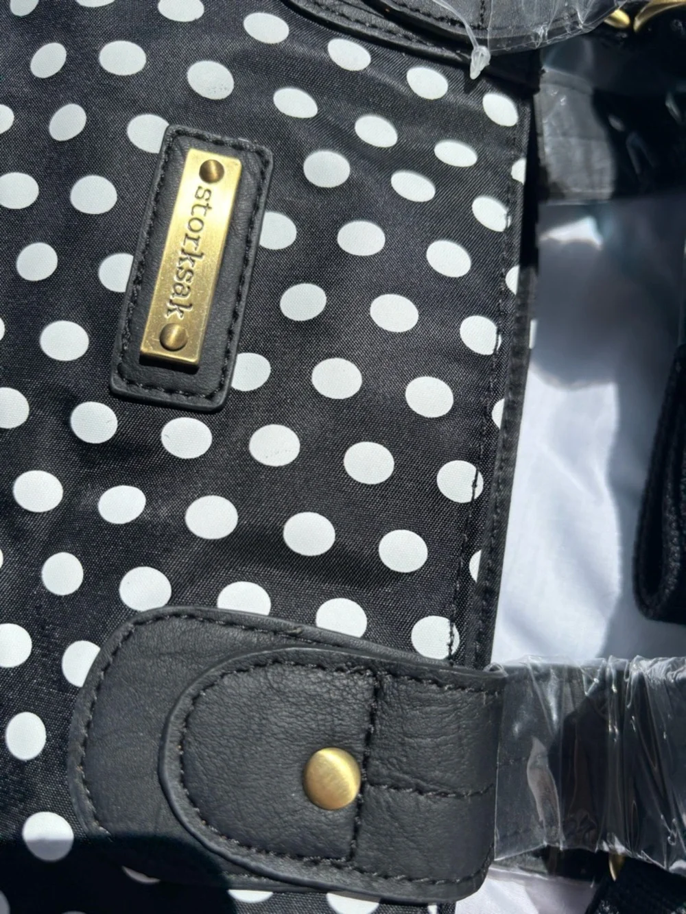 Storksak Black & White Polka Dot Disney Mickey Tote